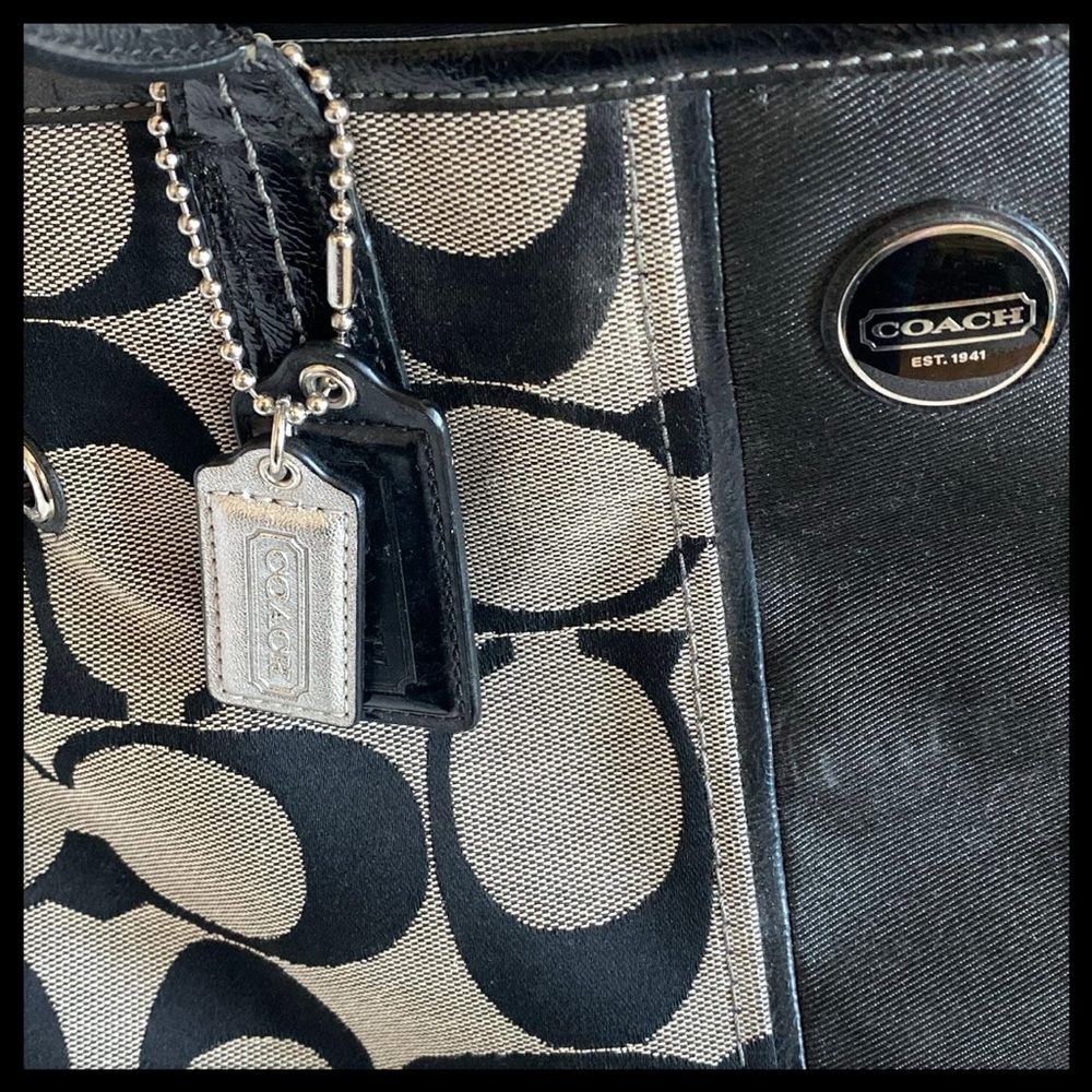 Coach Black and Cream Signature Tote
